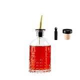 Shining Craft Simple Syrup Bottle, Glass Coffee Syrup Dispenser Bottle 7 OZ With Metal Pour Spout, Labels and Stopper, Glass Syrup Dispenser for Maple Honey Syrup Oil and Sauces, SC059