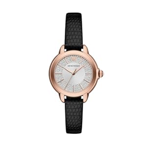 Emporio Armani Women’s Analog Quartz Watch with Stainless Steel Strap AR11631, Black, strap