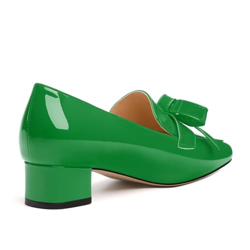 Image of Womens Loafer with Heel, Comfortable Chunky Heels for Women, Loafers Shoes with Bowknot Womens Bunion Dress Shoes