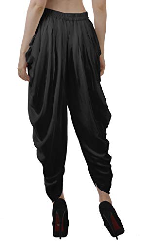 Solid Punjabi Patiala Salwar Dhoti Pants for Women, Elastic Waist Relaxed Baggy Trousers2