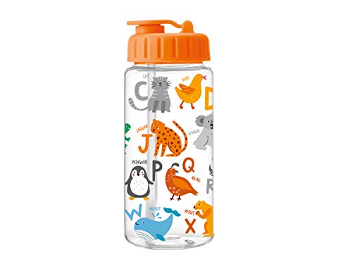 i-Drink ID2109 Botella Tritan 400 ML Diseños Infantiles. Botella con Pajita. (Alphabet)