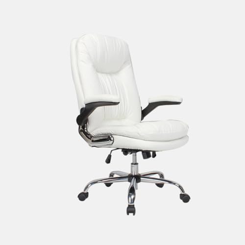 Image of ERGOLUX Premium Office Chair | Ergonomic High Back Boss Chair for Home Office, Home Office & Study | Height Adjustable Office Chair with Chrome Base | 1pc (White)