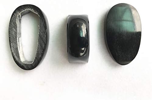 Ox Horn Knob&Scabbard Mouth&End-Cap for Japanese Katana Sword Saya Customization (Black, 001A)