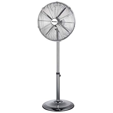 Sentik® Chrome 16" 40cm Pedestal Oscillating Stand Free Standing Cooling Fan Home Office Cool Air Tower With Adjustable Height & 3 Speed Settings Cover