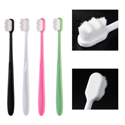 Mikro-Nano-Zahnbürsten mit 20.000 Borsten, steriler Faser, weiche Zahnbürste, weiche Borsten, Zahnbürste für zerbrechliches Zahnfleisch, Erwachsene und Kinder für empfindliche Zähne, Weiß, Schwarz – Bild 4