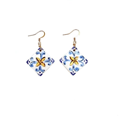 LAPILLO BIJOUX Orecchini Pendenti Donna in Ceramica Maiolica – Fatti a Mano a Sorrento – Gioielli Artigianali Made in Italy – Stile...