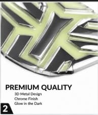 Image of 3D Metal Transformer Robot Face Car Badge, Glow in Dark Chrome Emblem Sticker for Car, Bike, Helmet - Waterproof, Universal Fit, Gold /Silver with Glow Insert (Silver w /Glow Insert)