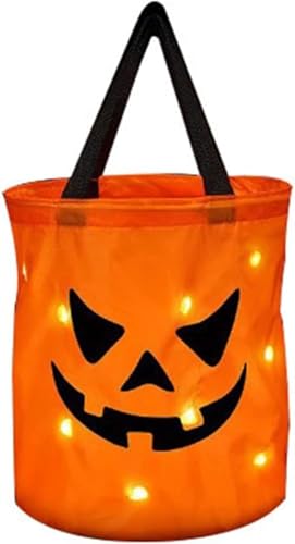 DancJulieハロウィン かぼちゃ バケツ LED ライト付き パンプキンバケツ キャンディバケツ お菓子入れ 手提げ袋 軽量 多目的 キャンディ チョコレート トリック オア トリート バスケット ハロウィン ギフトボックス 写真小道具 ハロウィーン
