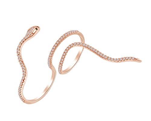 AFFY Round Shape White CZ Snake Ring with Green Emerald Eye Tiny Jewelry for Women's in 925 Sterling Silver2