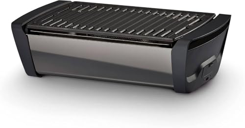 Barbecue gas portatile - Grill barbecue carbonella - Griglia a gas da esterno - Griglia barbecue a bassa emissione di fumo - Griglia da tavolo con ventola elettronica - BBQ Nero