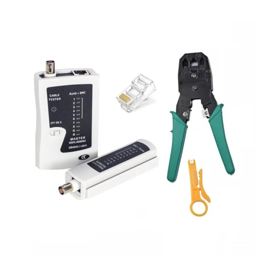 RJ45 Bnc Network Test Cihazı; RJ11-RJ9-RJ45 3'lü Sıkma Pensesi, RJ45 100 Adet Konnektör Soket Set