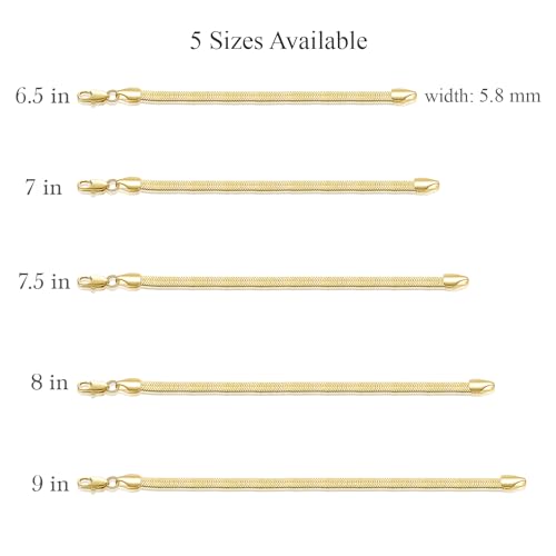 MELELIFE 14K Gold Bracelets for Women & Bracelet for Men Smooth Wide Snake Gold Chain Bracelet for Women Men Bracelets Jewelry Presents (6.5, 7, 7.5, 8, 9 in)2