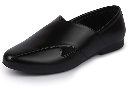 FAUSTO Men's Ethnic Criss Cross Slip On Juttis and Mojaris for Wedding|Party|Occasions|Fashion|Stylish|Outdoor|Indoor|Lightweight|Shoes with Anti Skid Sole (6-12 UK)