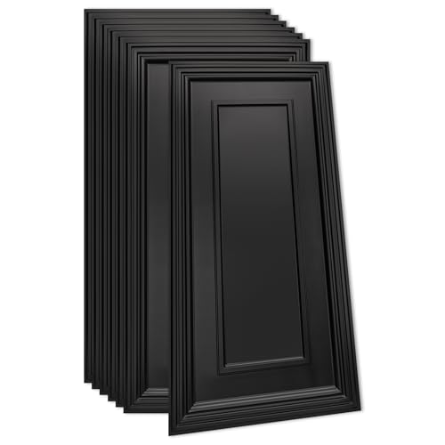 Image of Art3d 12 Pack PVC Ceiling Tiles, 24x48 Inches Glup Up Decorative Ceiling Tiles for Home, Gym and Office, Covering 96 Sq.,ft., Rectangular Black