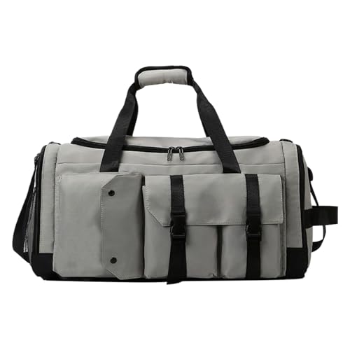 Bolsa de deporte para mujer, gran bolsa de viaje impermeable, bolsa multiusos con separación seca/húmeda para botella y ropa, gris, Se référer au descriptif, Consulte la descripción