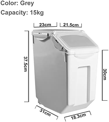 FURN ASPIRE Rice Storage Container,Large Rice Dispenser Airtight Food Rice Bin Household Sealed Cereal Grain Organizer With Lids For Storing Rice,Flour,Dry Food &More (15Kg,Container,Plastic),White