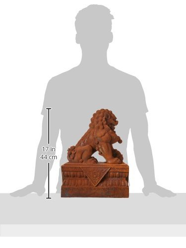 Oriental Furniture 18" Foo Dog Rust Patina Statues (Set Of Two)(B) #TOP2