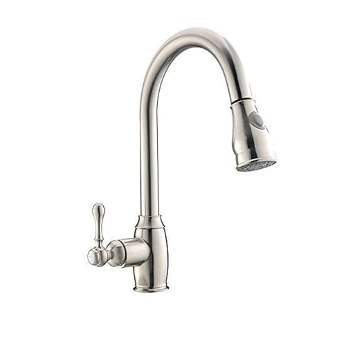 Grifo de cocina extraíble monomando de níquel cepillado tradicional silver 2