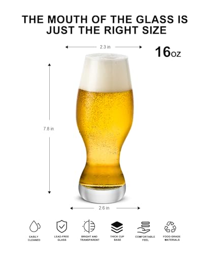 Image of LUXU IPA Beer Glasses,Pilsner Beer Glasse,16 oz,Set of 4