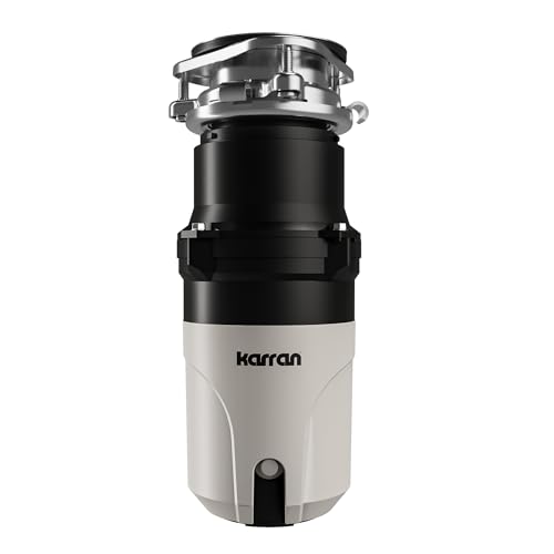 Karran 1/3 HP Quiet Garbage Disposal with Power Cord – Compact Continuous Feed Food Waste Disposer for Small Kitchens, Stainless Steel Grinding, Easy Install with Dishwasher Connector, Septic Safe