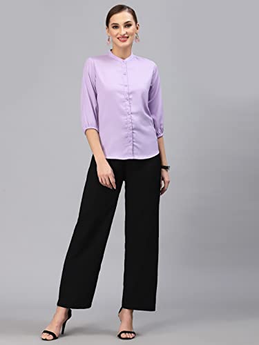 Image of Style Quotient Women Solid Lilac Polyester Formal Shirt