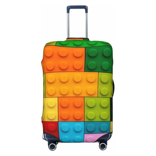 Colorful Building Blocks Travel Luggage Covers - Elasticity Suitcase Covers Protector for Luggage 18-32 Inch