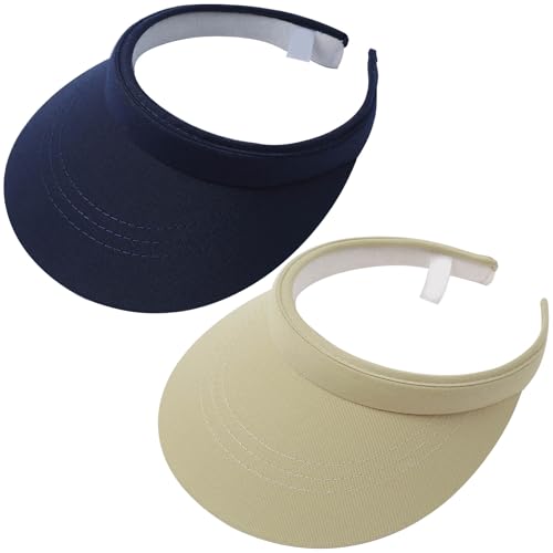 Image of 2 Pack Visor Women Men Sun Hat Clip On Visors Adjustable Sport Wide Brim Cap