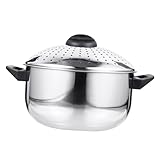 DOITOOL Edelstahl Nudeltopf mit Integriertem Sieb Schnelles Abseihen Vielseitiger Kochtopf für Pasta Suppe und Brei Energiesparend Leicht und Tragbar Spülmaschinenfest