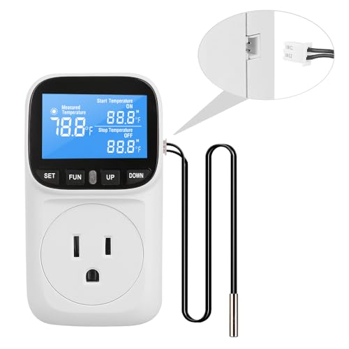 Image of Diymore Digital Thermostat Controller, 1800W 120V /15A, -104F to 210F, Heating & Cooling Mode for Incubator, Greenhouse, Reptile Tank, Pool