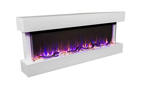 Touchstone Chesmont Smart Electric Fireplace- Wall Hanging Fireplace with 50" Wide White Floating Mantle- Alexa/WiFi Enabled-10 Color-1,500W Heater- Crystals & Driftwood-Model 80033 - Image 2