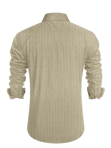 Image of Tailored Fit Men's Embossed Cotton Fabric with Long Sleeves Premium Casual Shirt for Men