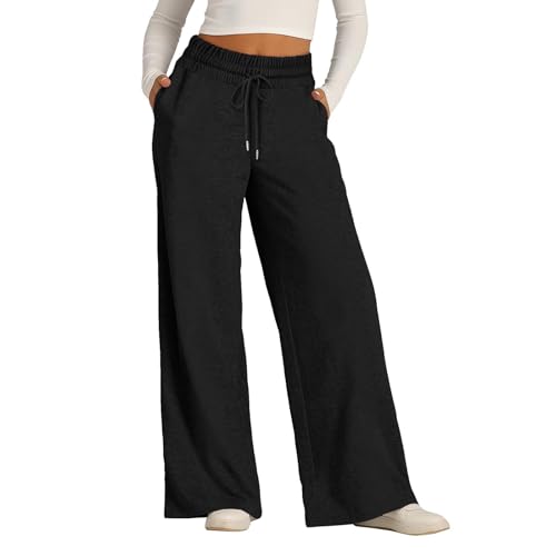 Wide Leg Sweatpants Women Drawstring Palazzo High Waisted Pants Jogging Pant Bell Bottom Flare Yoga Trousers3
