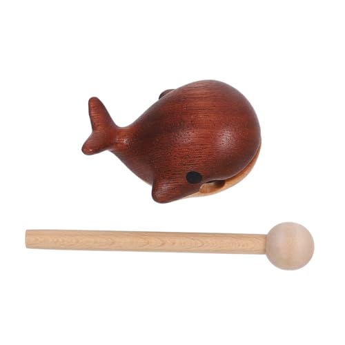 ERINGOGO Whale Design Wooden Percussion Block Temple Block Mallet Hand Carved Sea Figurine Home Dec