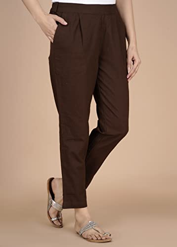 Image of DIGITAL SHOPEE Cotton Women Trouser Pant Use for Formal Office High Waist for Wide Leg Ankle Length Straight Pencil Pant