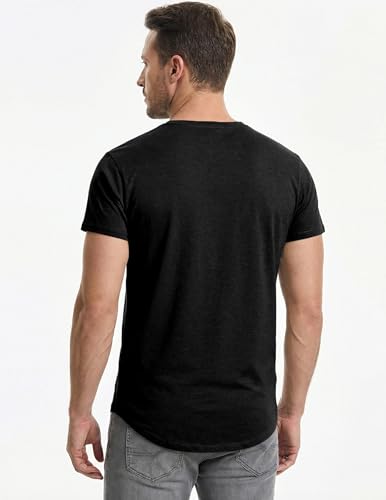 Image of JMIERR Mens 3 Pack Cotton Hipster Hip Hop Longline Crewneck T-Shirt