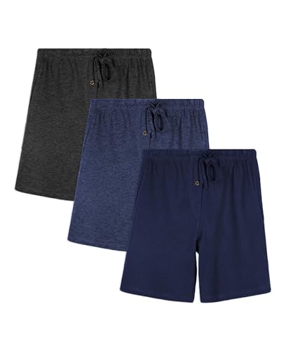 Image of Andrew Scott Men's Lounge Shorts | Drawstring & Pockets Cotton PJ-Sleep Short Bottoms | Multi Packs
