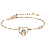 OOBEE Pulsera de moissanita para mujer, diseño de corazón torcido, plata de ley 925, hipoalergénica y brillante, regalo de joyería ajustable para mujeres y madres