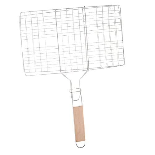 Happyyami Portable Grilling Basket for Fish Vegetables Lightweight Grill Tool with Comfortable Handle for Outdoor Barbecue and Camping Durable Mesh Rack