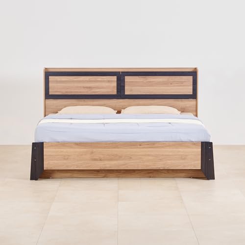 Image of Home Centre Helios Amberly Queen Bed |Engineered Wood with Box Storage Queen Bed| (Brown) |1 Year Warranty