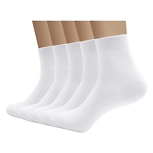 SERISIMPLE Bamboo Men sock Breathable Sock Low Quarter Thin Ankle Sock Comfort Cool soft Sock 5 Pairs, Black, L