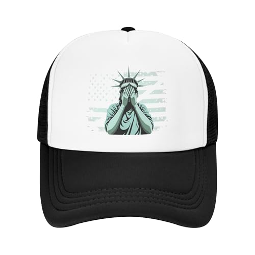Weeping Statue of Liberty Trucker Hat Anti 47 Kids Hats Adjustable Mesh Baseball Cap - Black