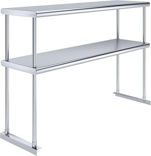 Express KitchQuip NSF Certified 18 Gauge Heavy Duty Stainless Steel Double overshelf with Brackets for Kitchens, Utility Rooms, Storage, Offices & Home