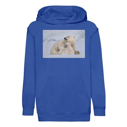 Sweat capuche enfant maman ours polaire hoodie animaux sauvages mignon