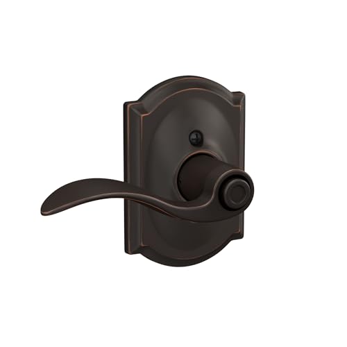 Image of Schlage F40 ACC 716 CAM Accent Door Lever with Camelot Trim, Bed & Bath Privacy Lock, Aged Bronze