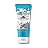 Badger Active Mineral Sunscreen Cream SPF 30 | Broad Spectrum UVA & UVB Protection | Gentle, Water Resistant Sun Cream for All Ages | Beach & Outdoor Use (87ml)