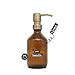 A Good Smile DIY Glas Seifenspender Edelstahlspender 250ml mit Aufkleber zum selbst gestalten Braun/Gold