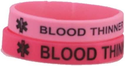 Blood Thinner 2 Pack Light and Hot Pink Medical I.D. Bracelets (7.5 Inches)