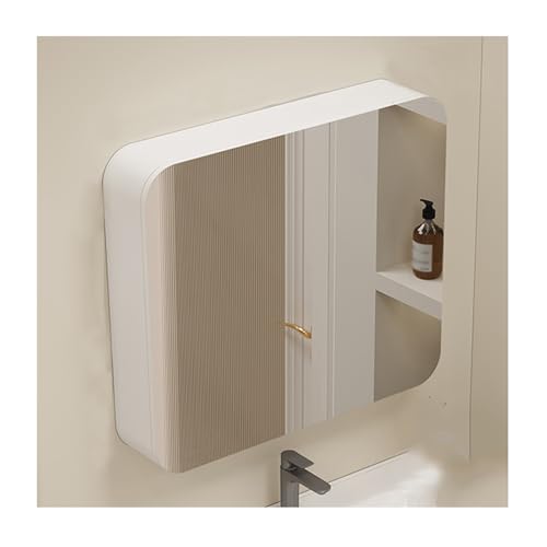 Botiquín de aluminio montado en la pared con espejo gris y blanco, 24 x 28 pulgadas, ideal para almacenamiento de baño y nización de cosméticos, diseño elegante y funcional