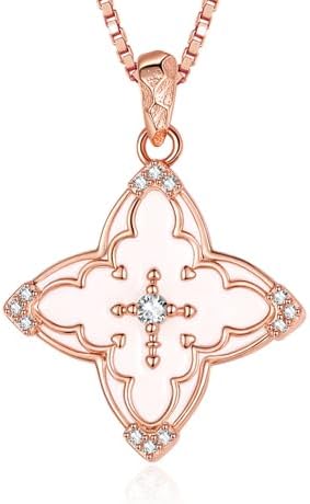 Clover Necklaces for Women,Cross Necklace,Birthday Gifts for Wife Her Mom, 18K White Gold/Rose Gold /14K Gold Womens Fashion Jewelry Gifts 