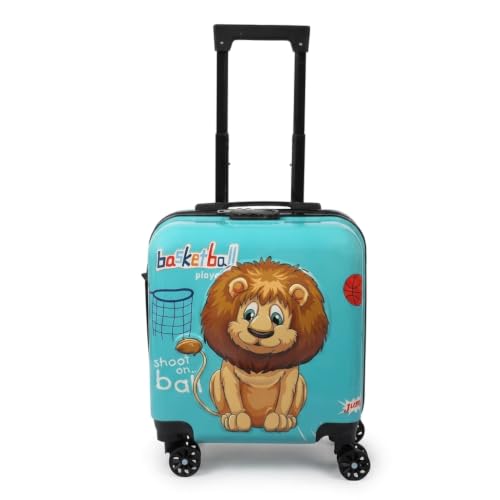 Image of Premium Kids' Travel Trolley Suitcase - Lightweight Hardside Luggage with 360 Spinner Wheels, Durable Lion Print Design for Boys & Girls